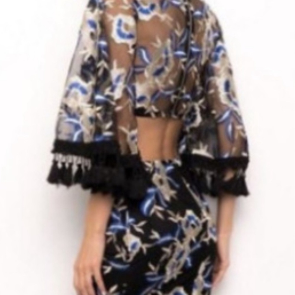 Blithe mesh and blue embroidery skirt set M